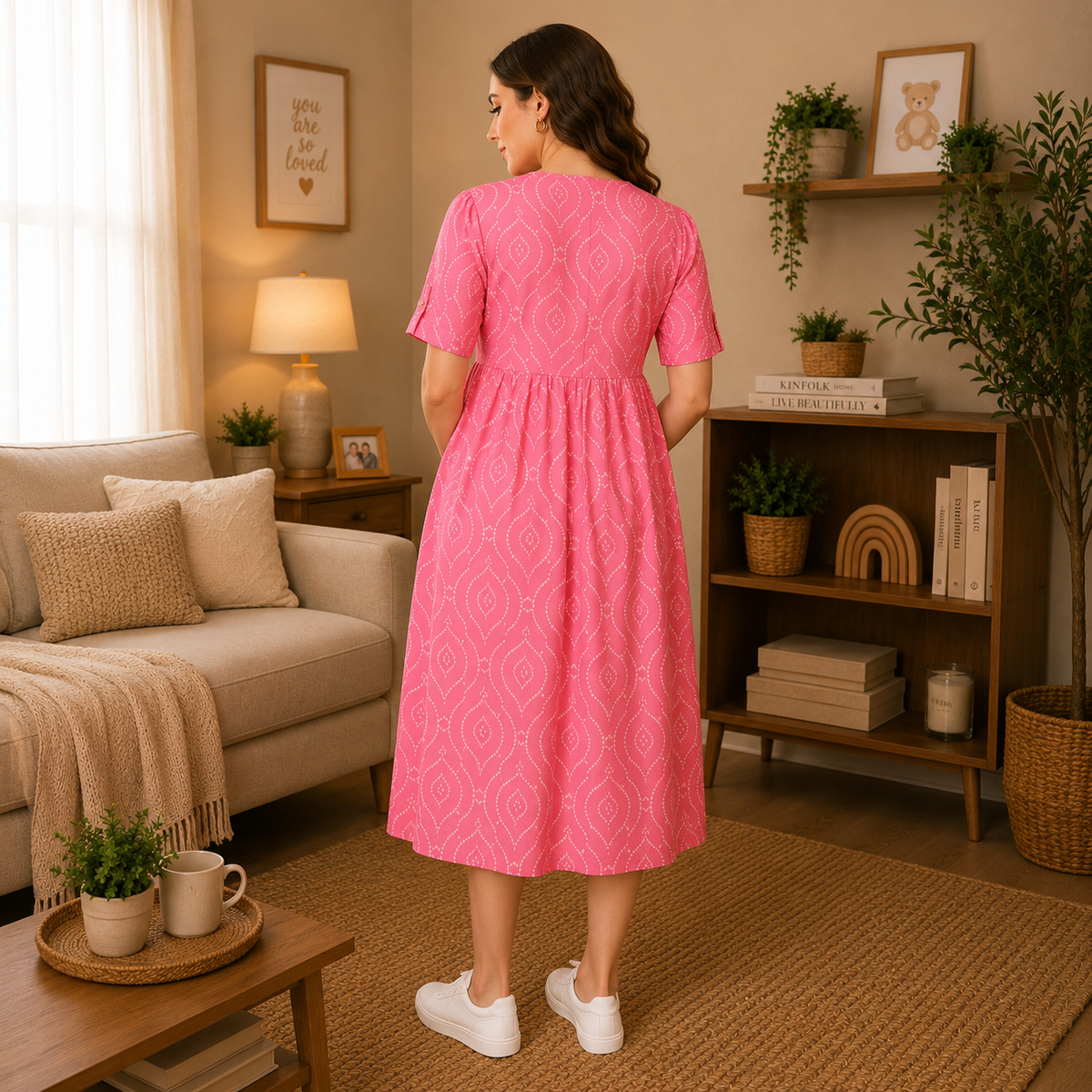 Flamingo Flirt Maternity and Nursing Dress Pink
