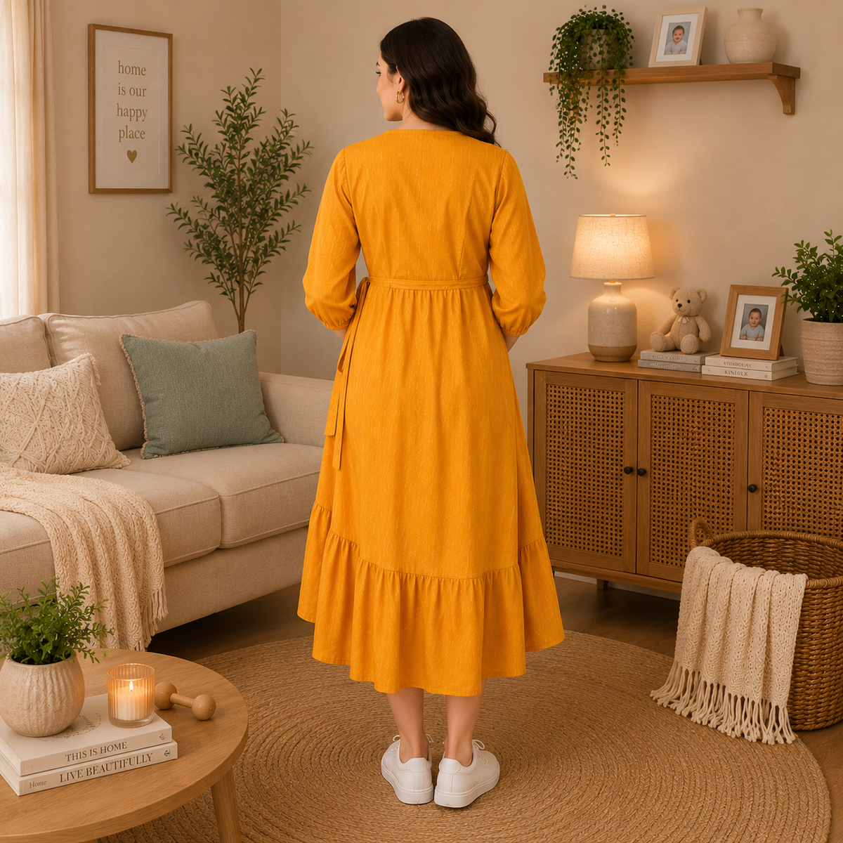 Yellow-a Go-Go Maternity Wrap Dress Yellow