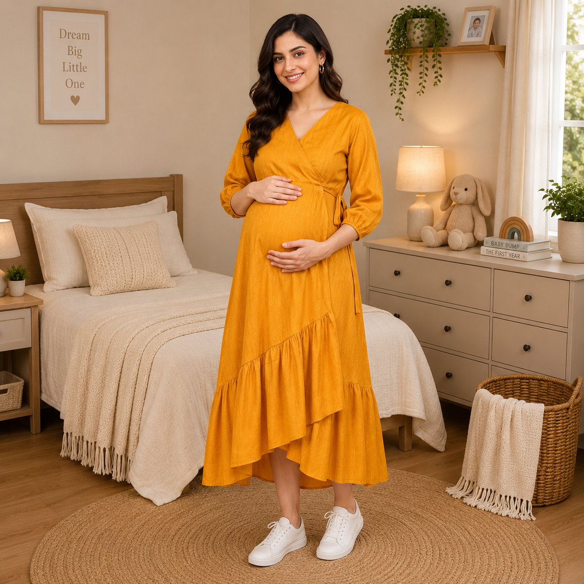 Yellow-a Go-Go Maternity Wrap Dress Yellow