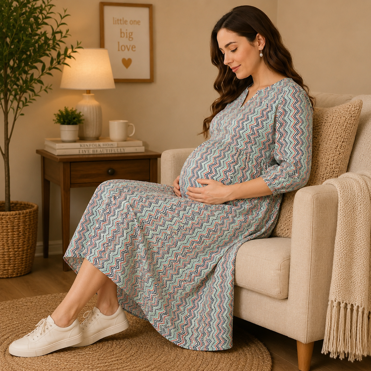 Nomad Chevron Maternity and Nursing Dress Multi