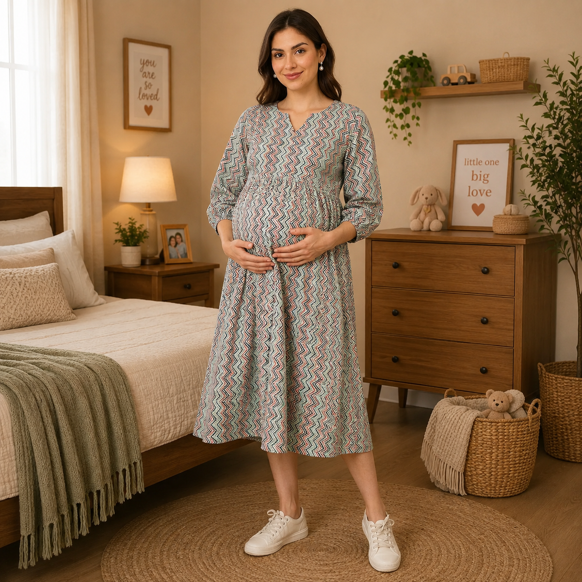 Nomad Chevron Maternity and Nursing Dress Multi