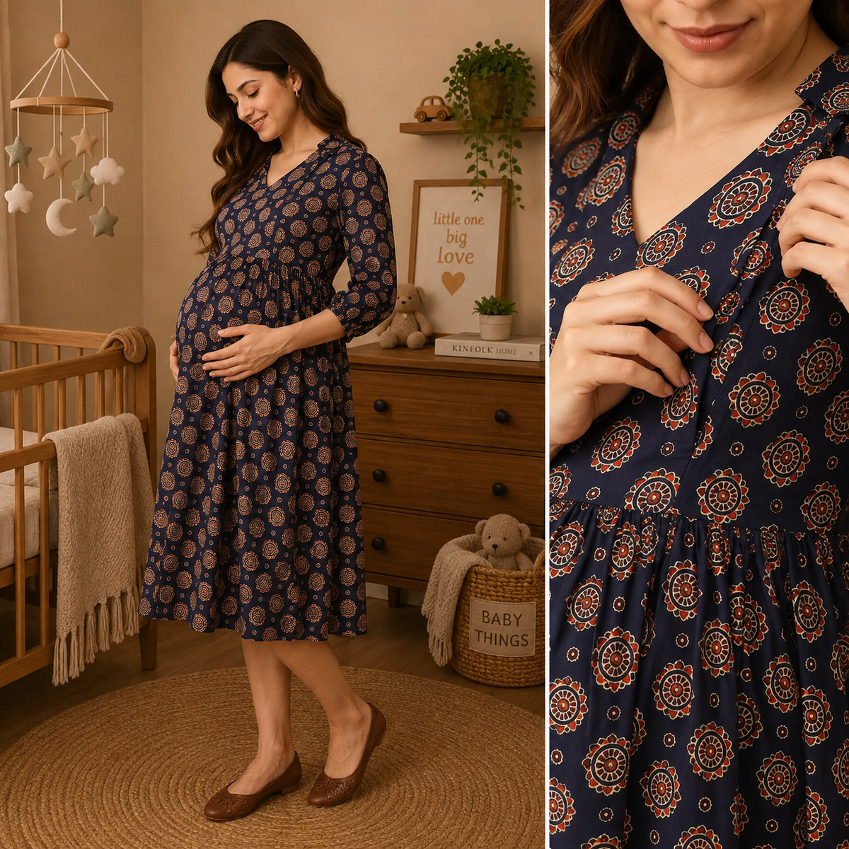 Navy Neat Maternity and Nursing Dress Navy
