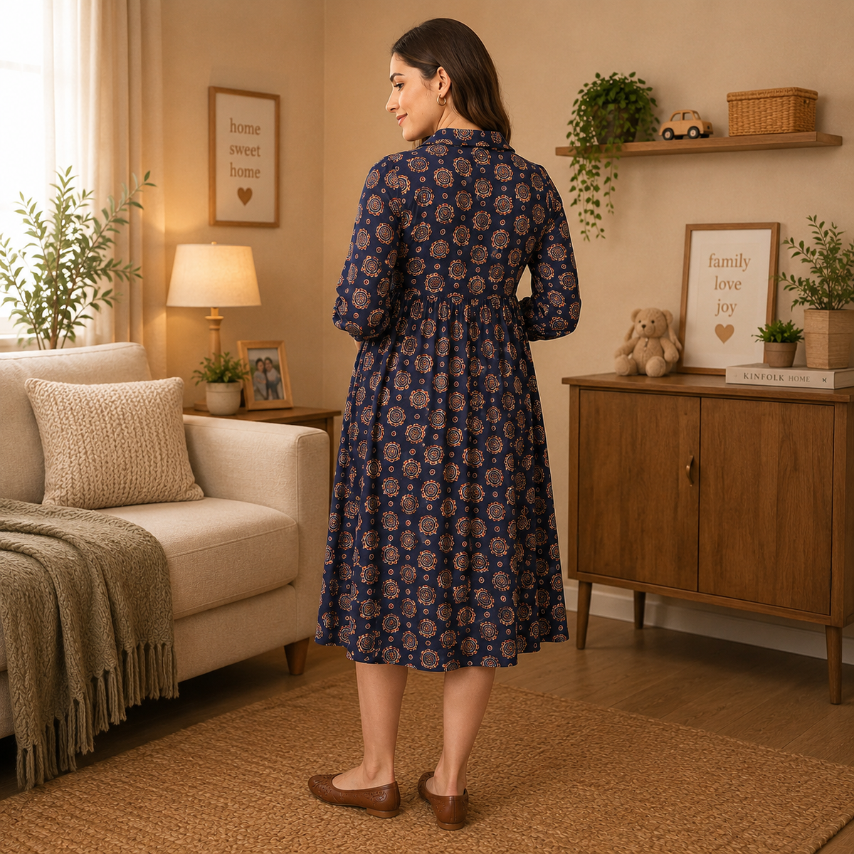 Navy Neat Maternity and Nursing Dress Navy