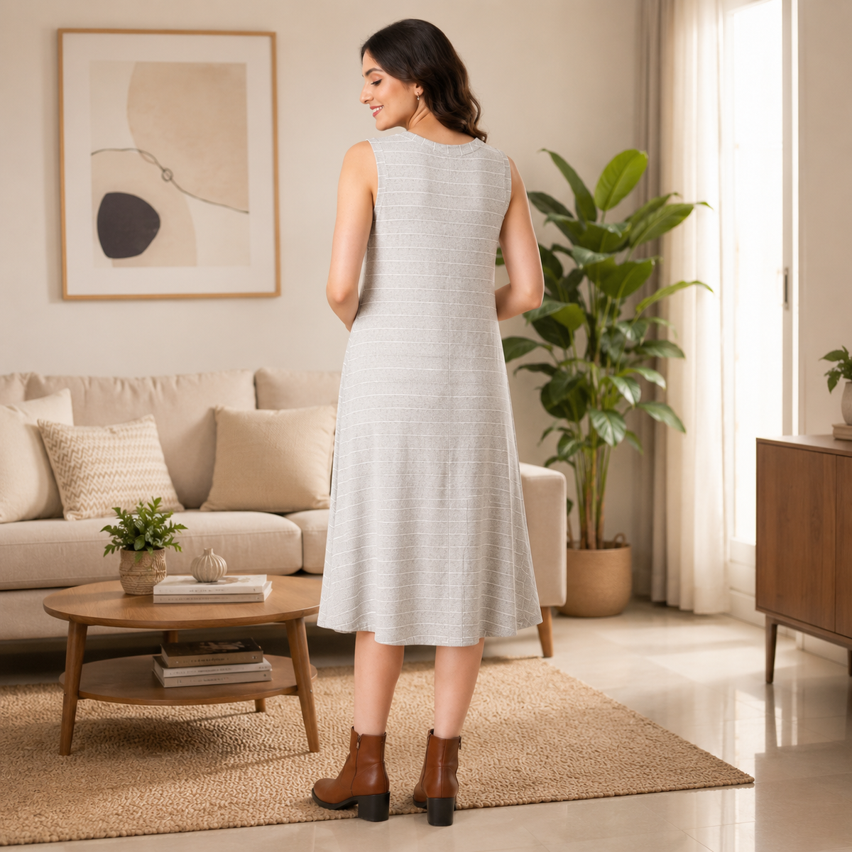 Grey-t Vibes Maternity and Nursing Sleeveless Winter Dress Grey