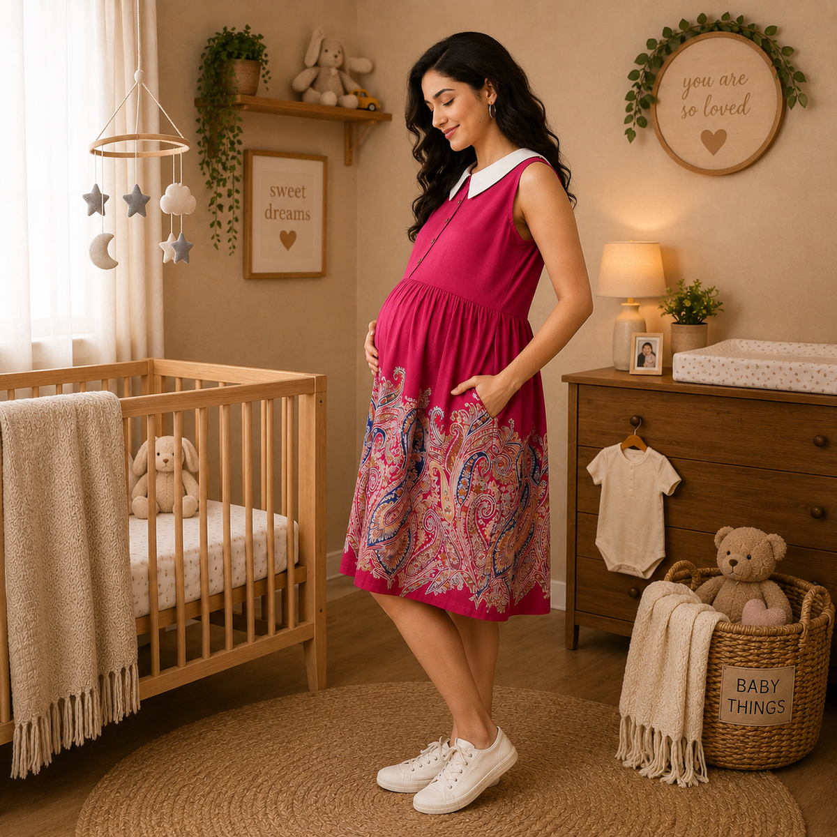 Rosé Lane Maternity and Nursing Dress Pink