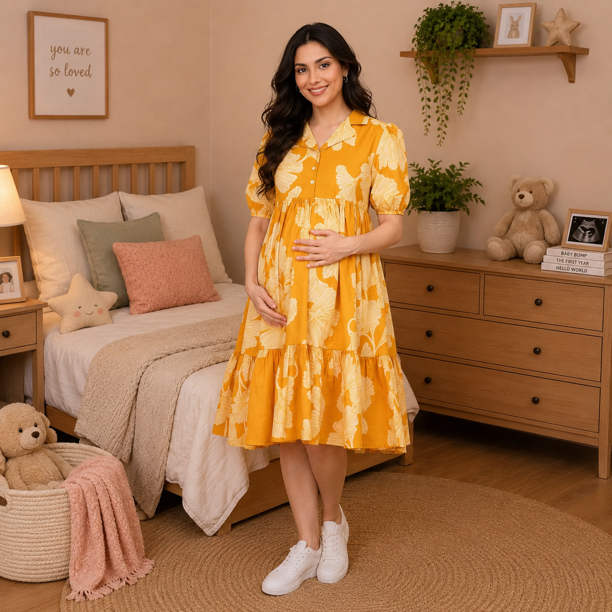 Golden Lily Maternity and Nursing Dress Yellow