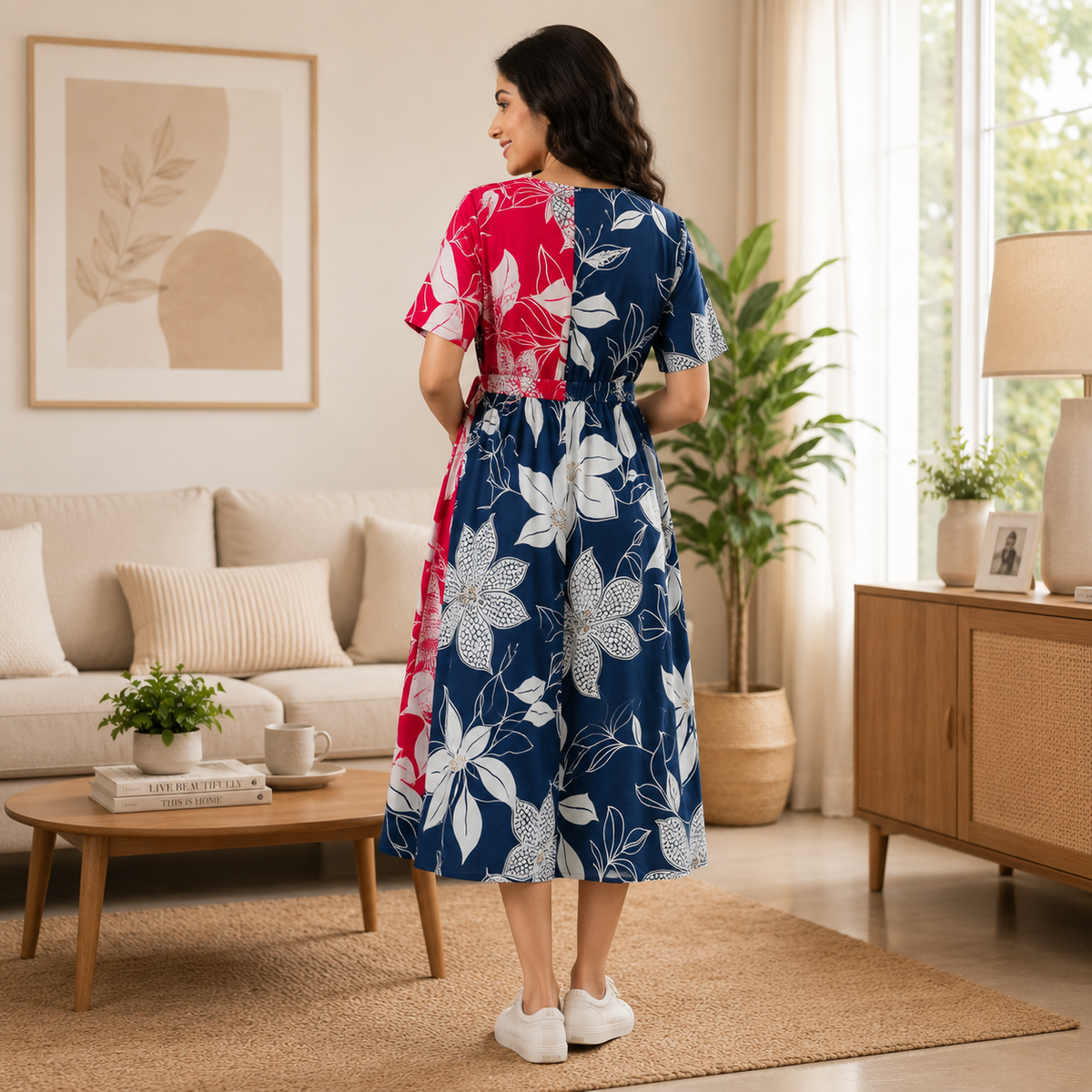 Dual Bloom Maternity and Nursing Wrap Dress Multi
