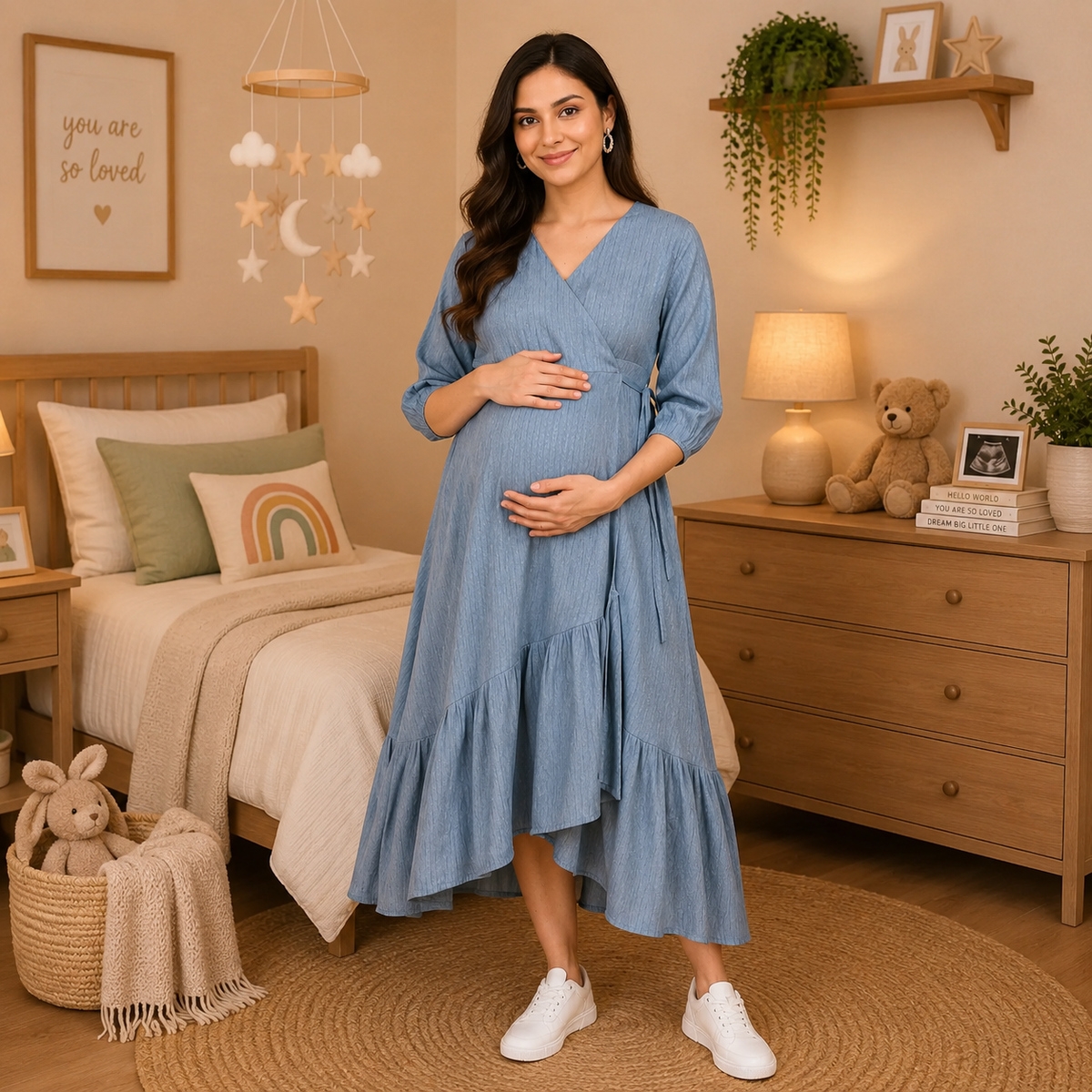 Grey Escape Maternity and Nursing Wrap Dress Grey