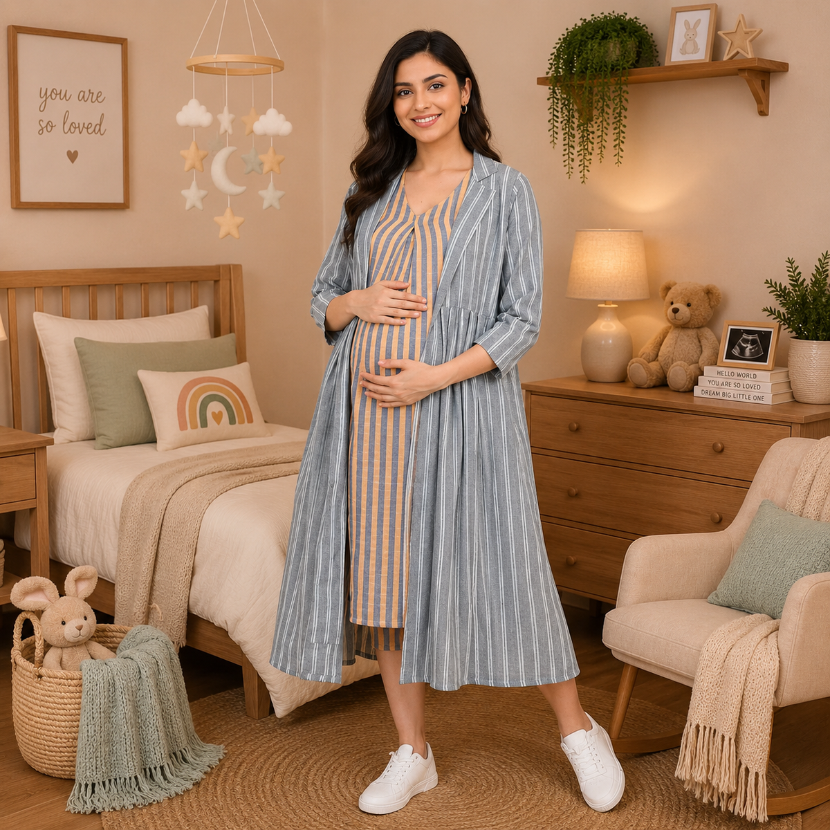Modern Loom Maternity and Nursing Shacket Dress Multi