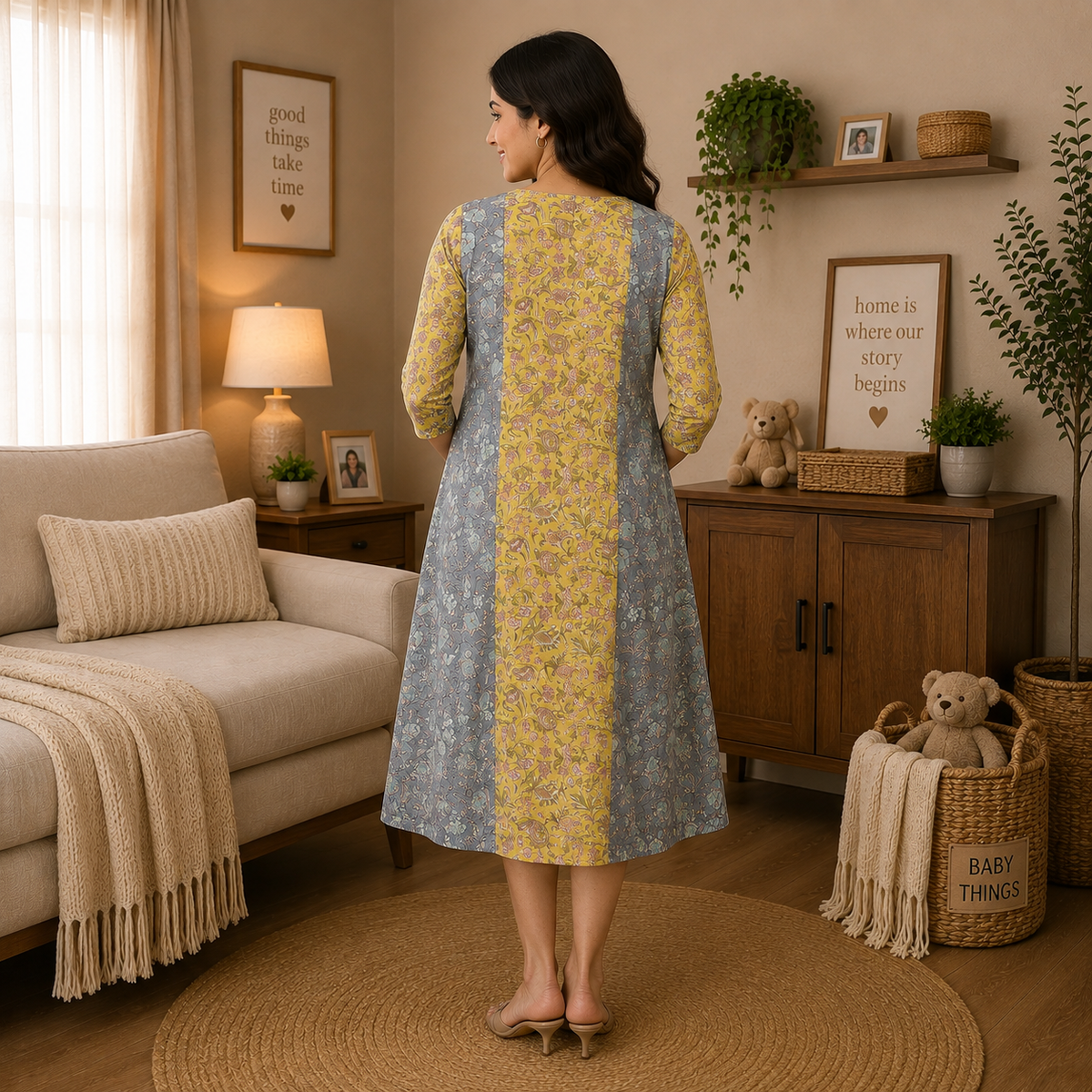Dhup Chhaya Maternity and Nursing Kurti Dress Multi