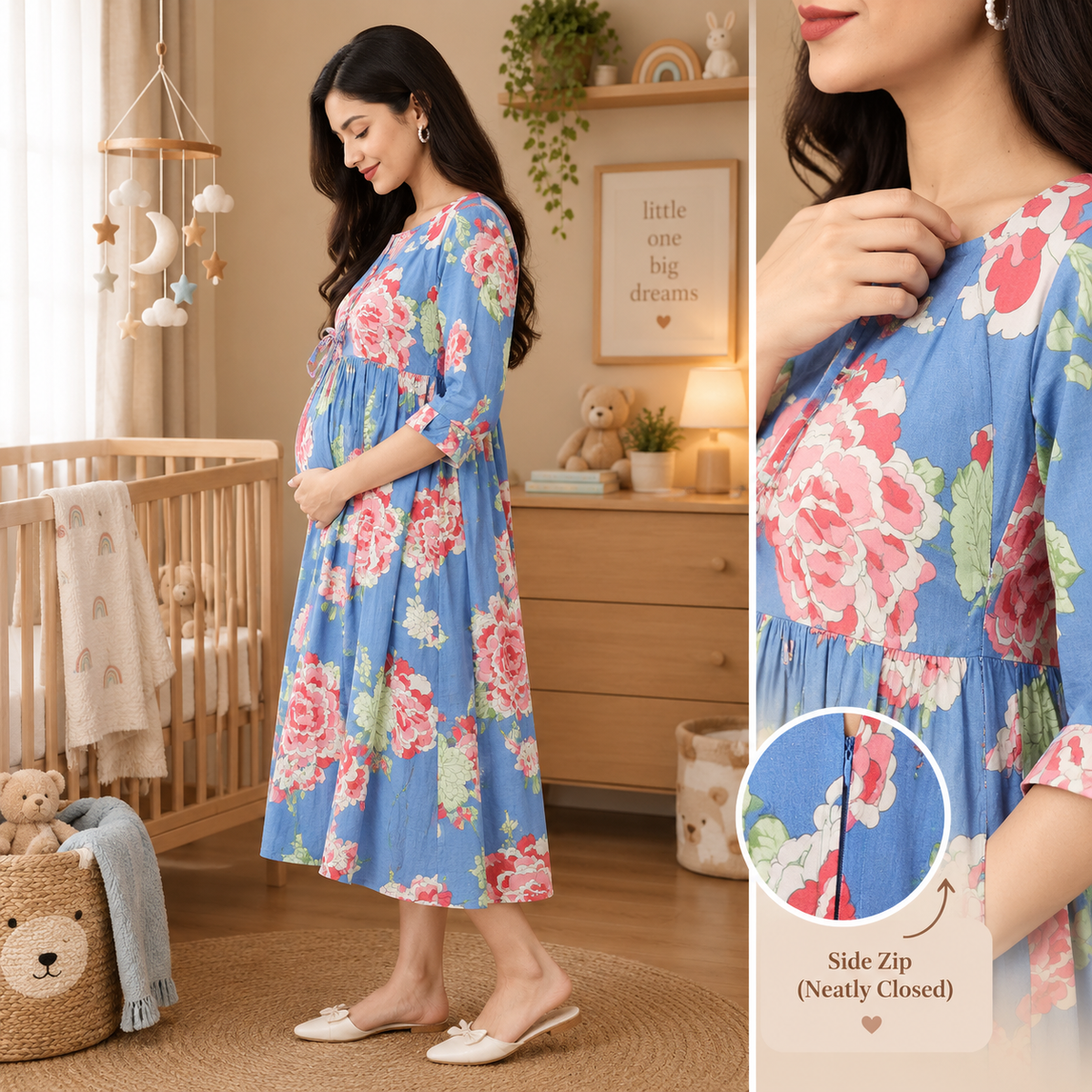 Bloom Me Blue Maternity and Nursing Dress Multi
