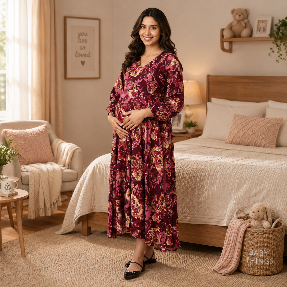 Cork It & Werk It Maternity and Nursing Maxi Dress Multi
