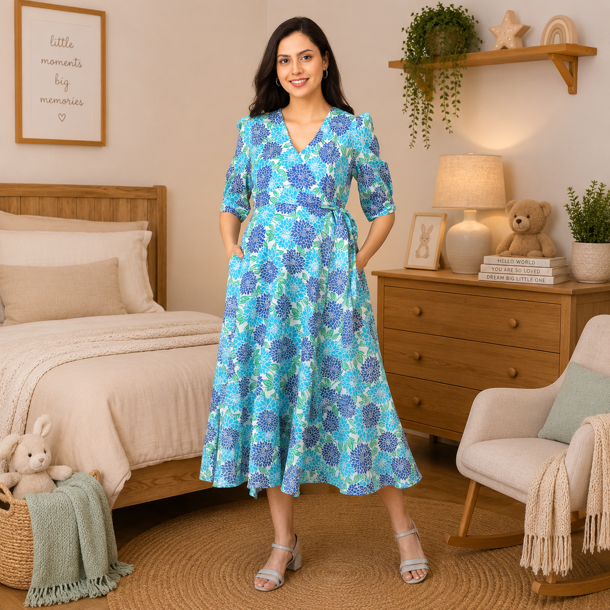 Dressed to Bloom Maternity and Nursing Wrap Dress Multi