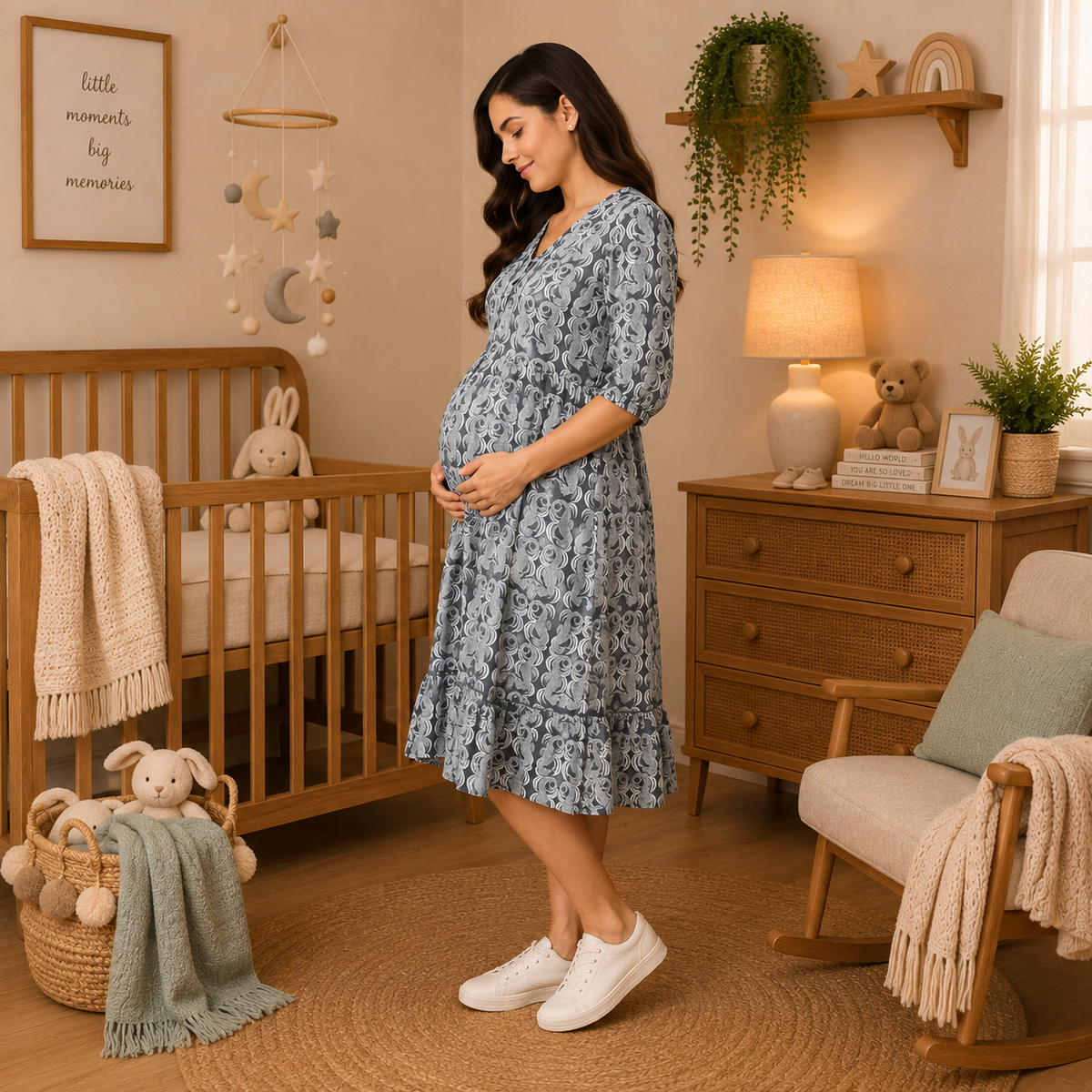 Darling Escape Maternity and Nursing Tier Dress Teal