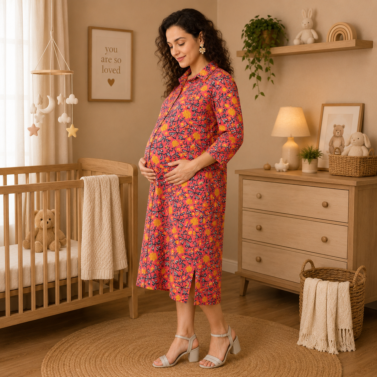 Blush Me Bloom Maternity and Nursing Shirt Dress Pink