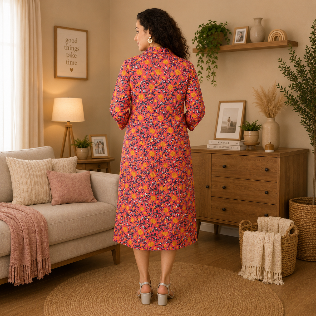 Blush Me Bloom Maternity and Nursing Shirt Dress Pink