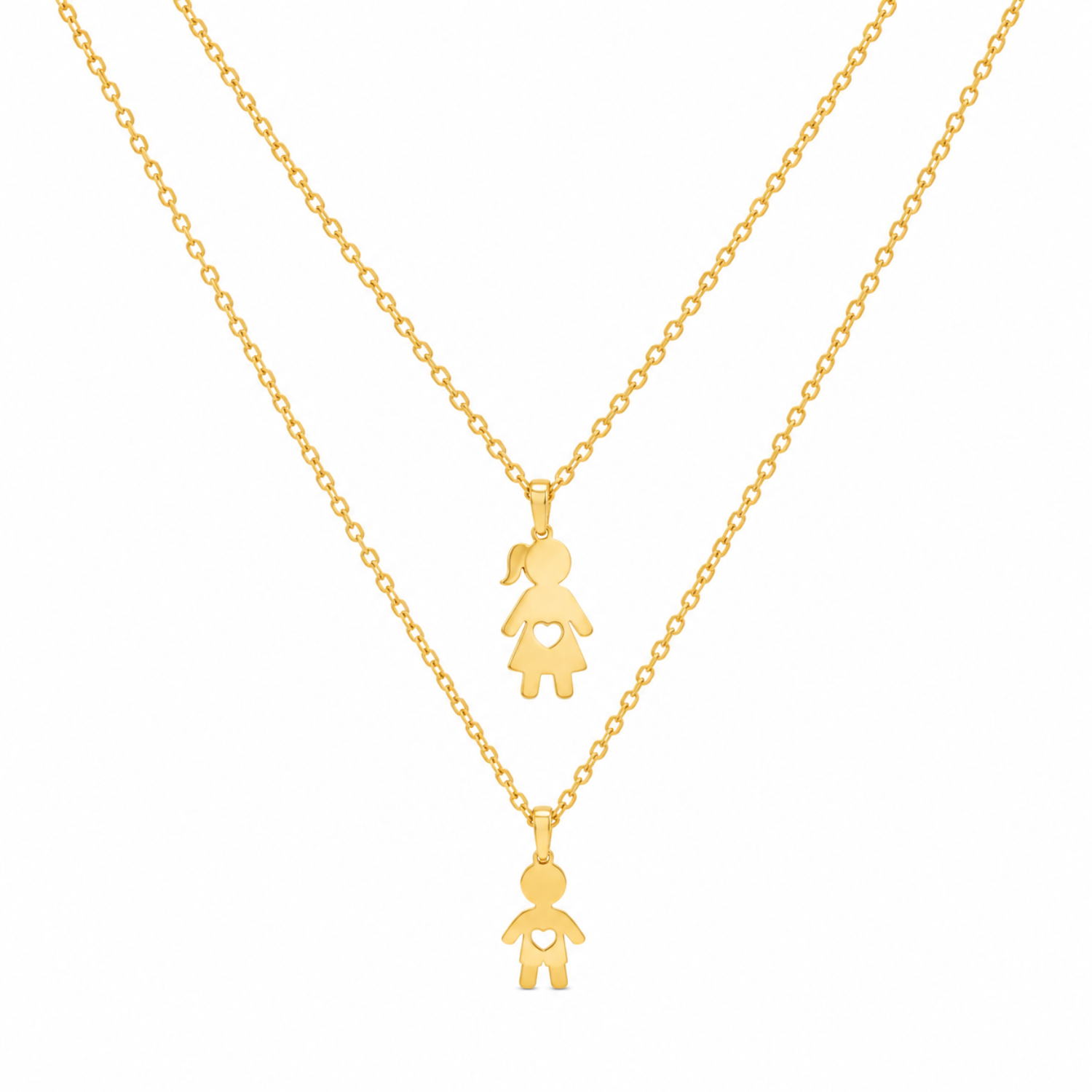 Mother & Child Pendant Necklace Set in 925 Sterling Silver (Gold Plated)