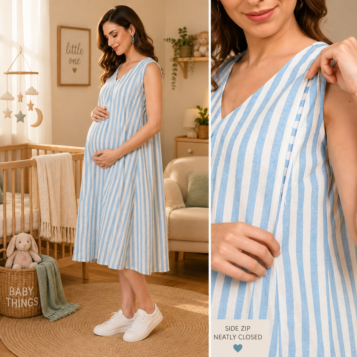 Stripe Duet Maternity and Nursing Shacket Dress Multi