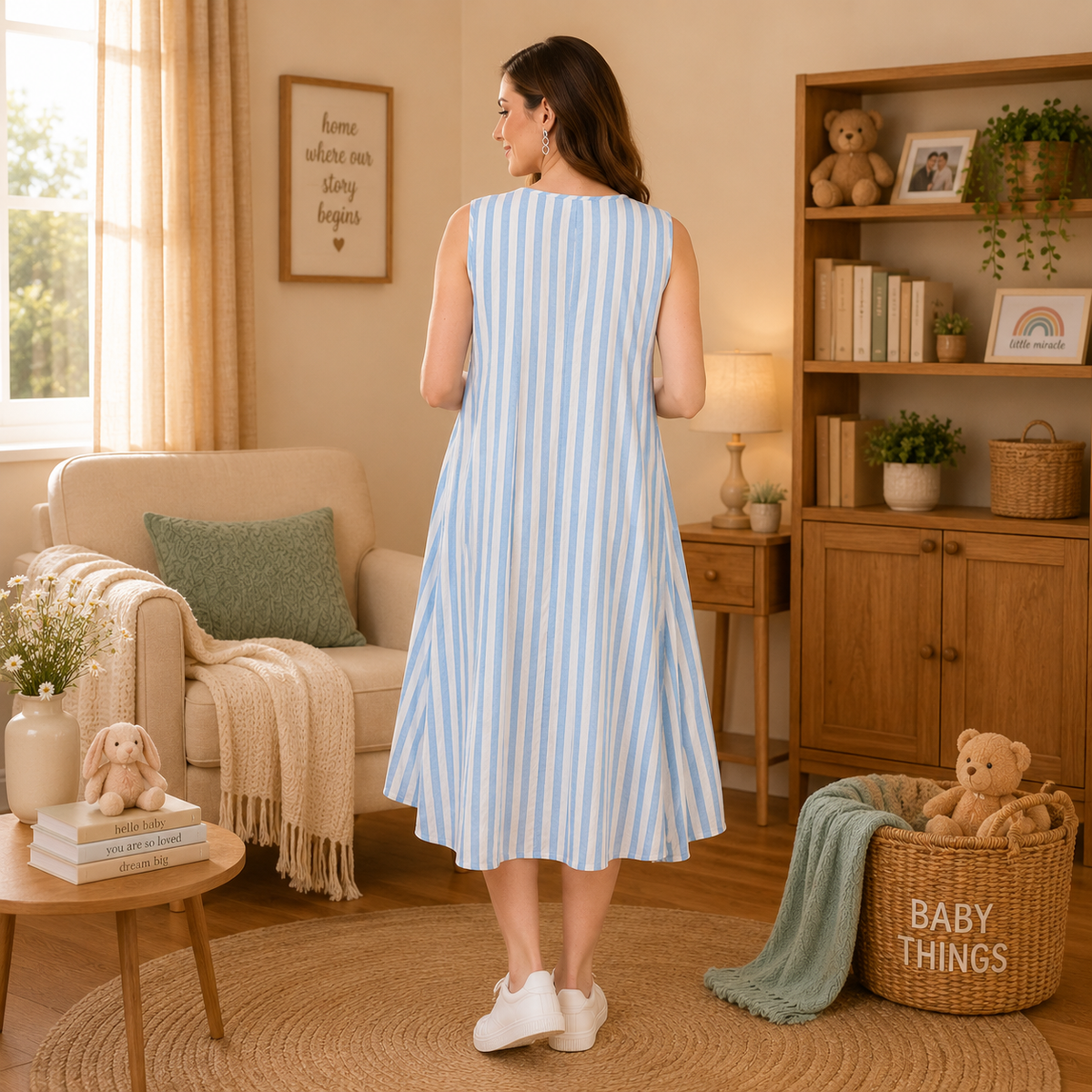 Stripe Duet Maternity and Nursing Shacket Dress Multi