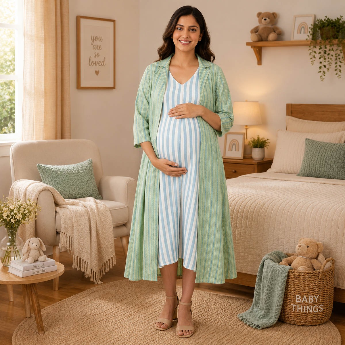 Stripe Duet Maternity and Nursing Shacket Dress Multi
