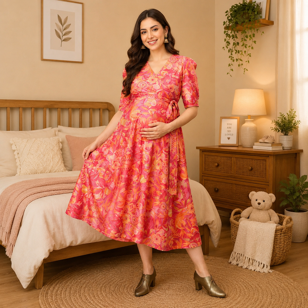 Sunset Salsa Maternity and Nursing Wrap Dress Multi