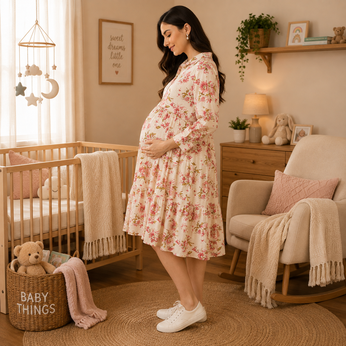 Pinked & Petaled Maternity and Nursing Dress Pink