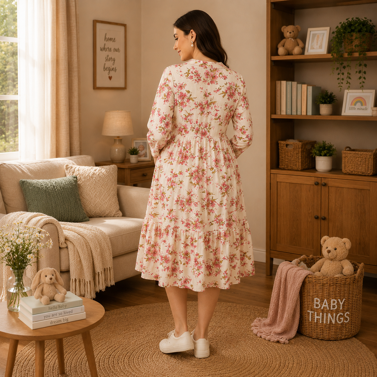 Pinked & Petaled Maternity and Nursing Dress Pink