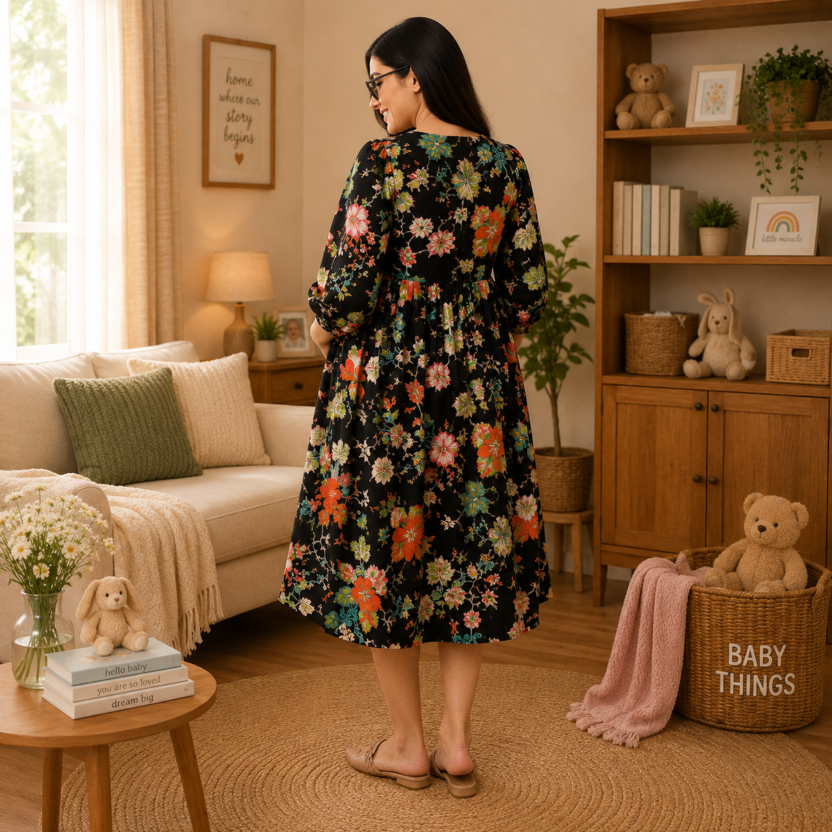 Nightshade Nectar Maternity and Nursing Dress Multi