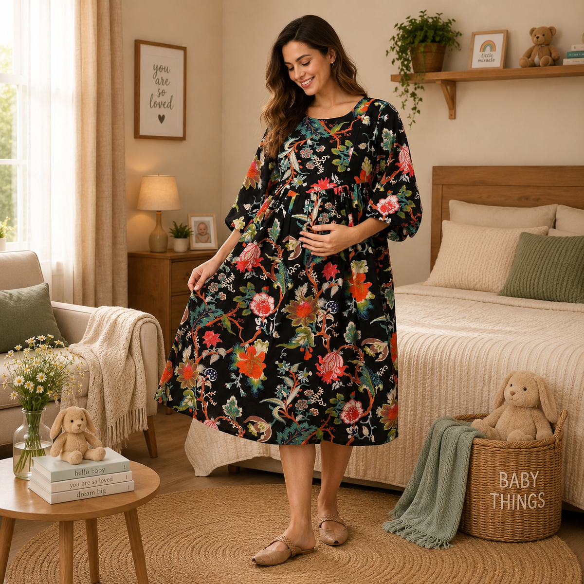Nightshade Nectar Maternity and Nursing Dress Multi