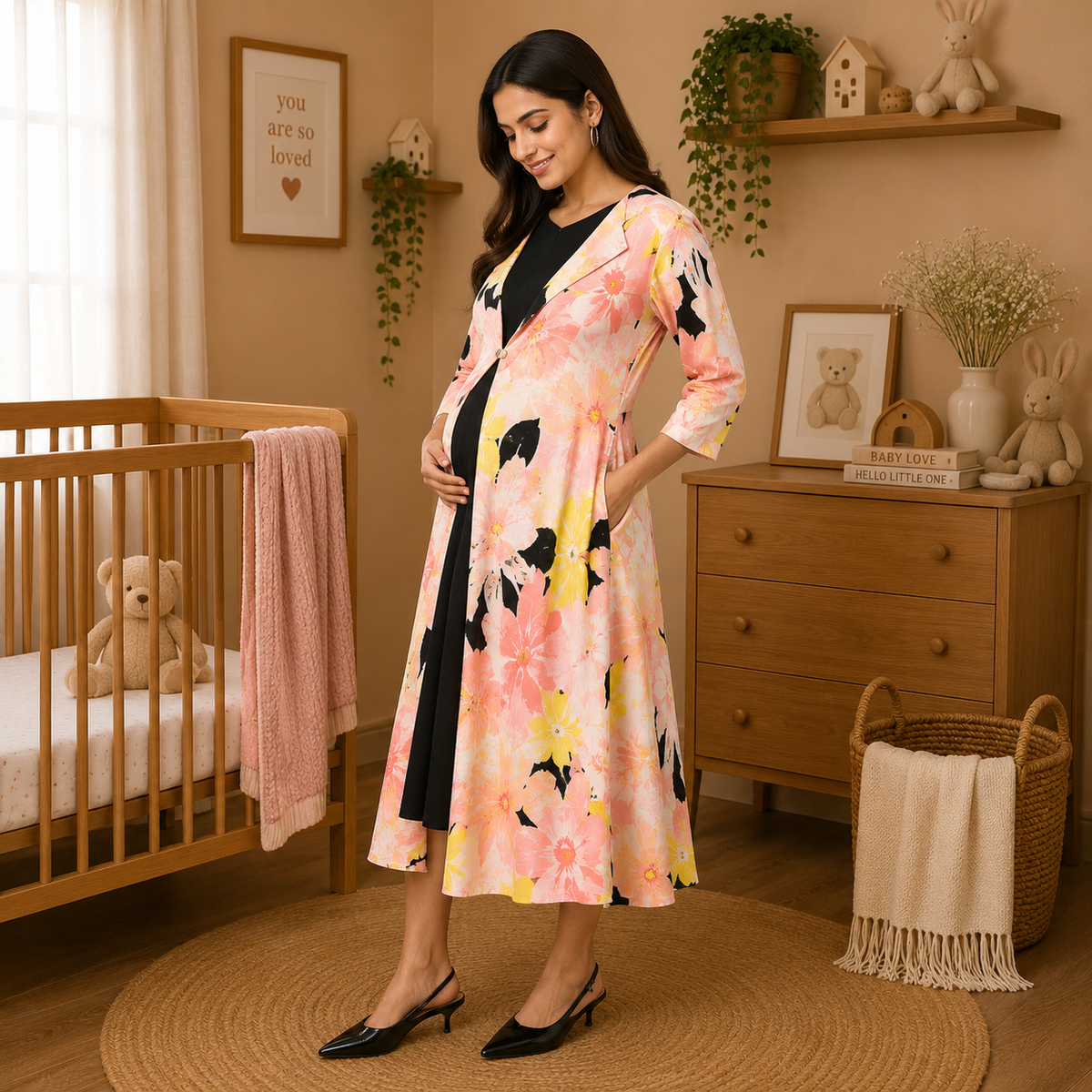 Peony Perfection Maternity and Nursing Shacket Dress Multi
