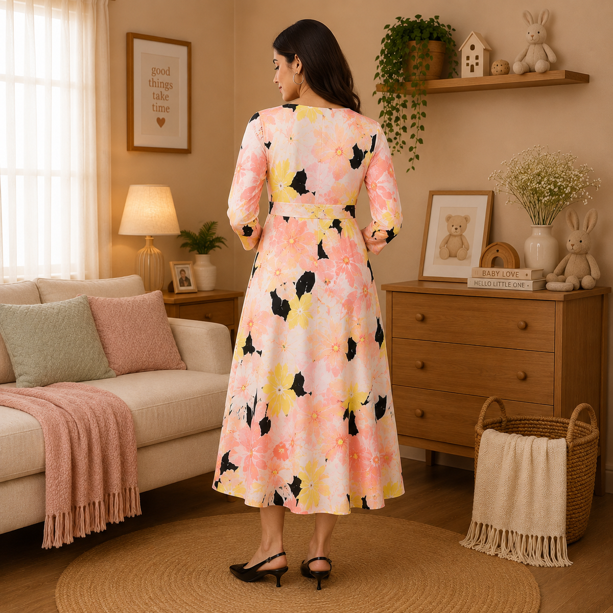 Peony Perfection Maternity and Nursing Shacket Dress Multi