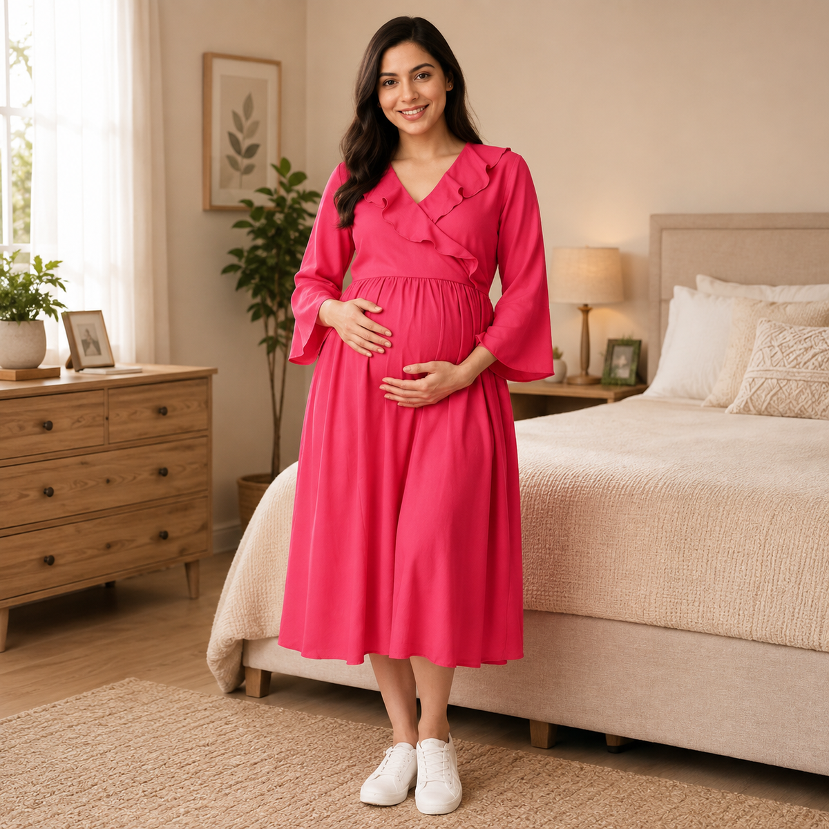 Flashback Fuchsia Maternity and Nursing Dress Fuchsia