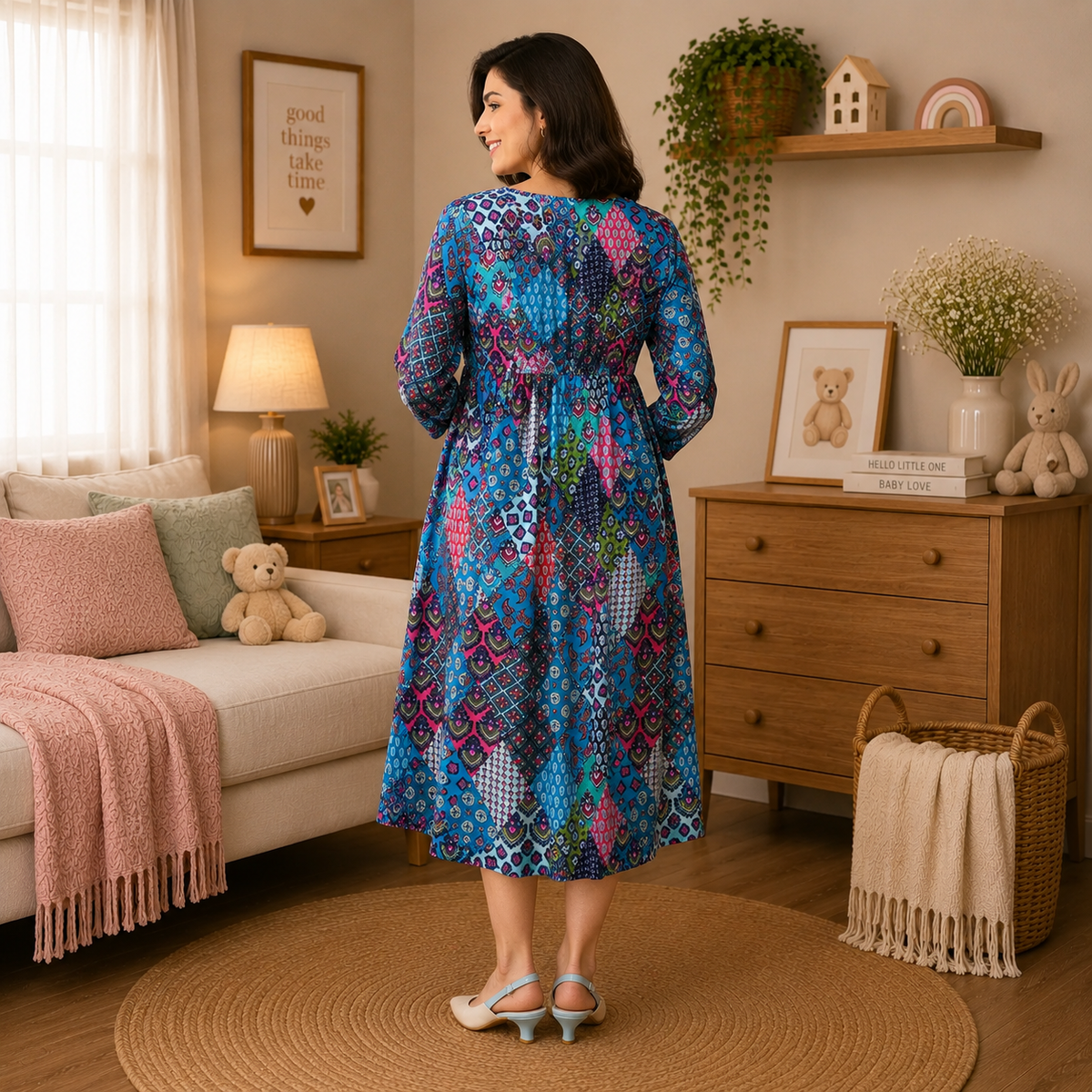 Hue-La-La Maternity and Nursing Dress Multi