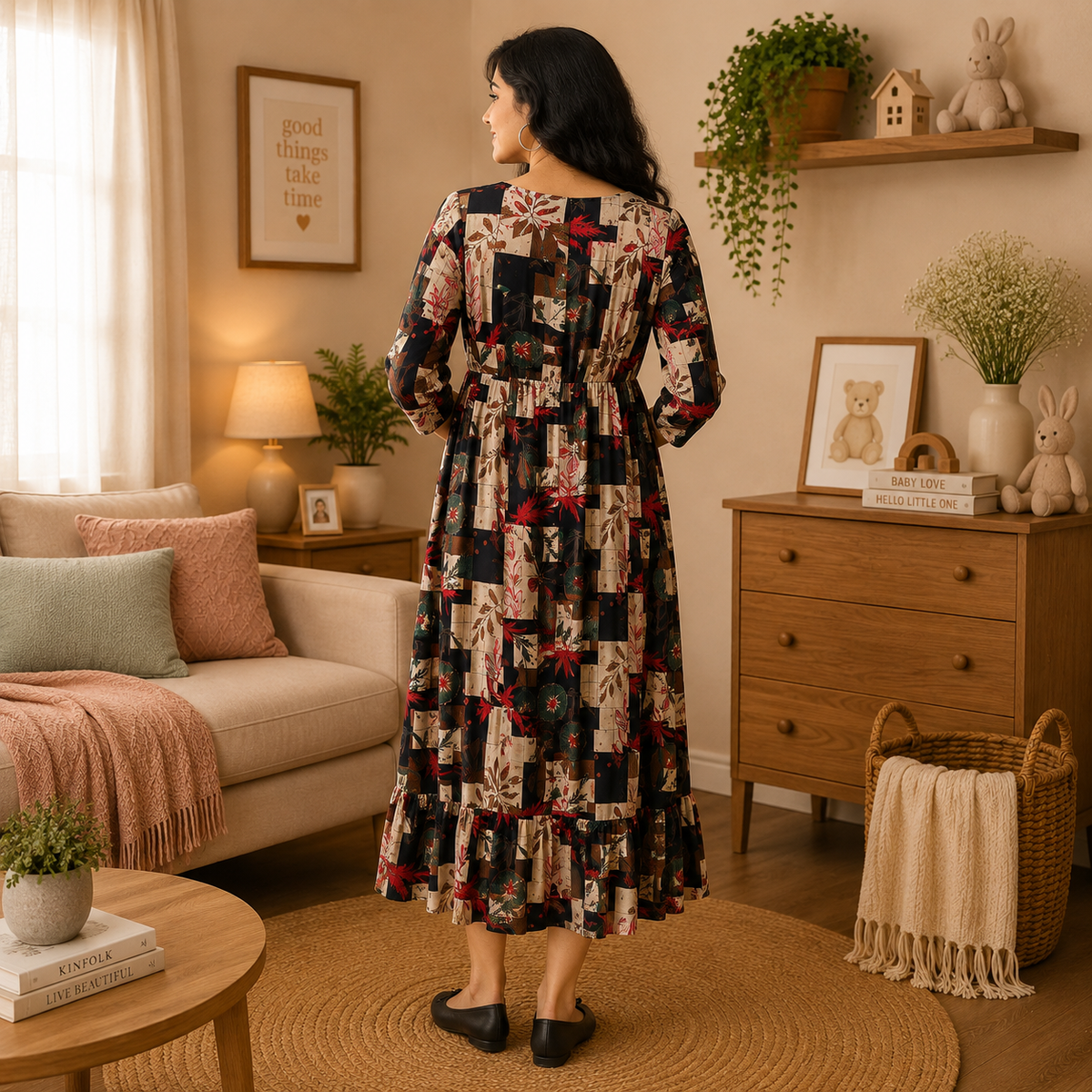 Muted Muse Maternity and Nursing Dress Multi