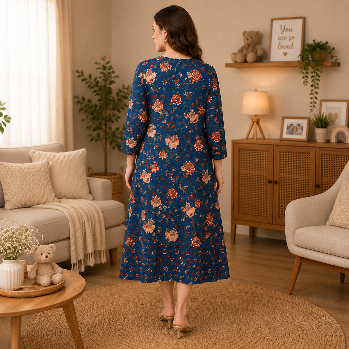 Azurelle Maternity and Nursing Dress Blue