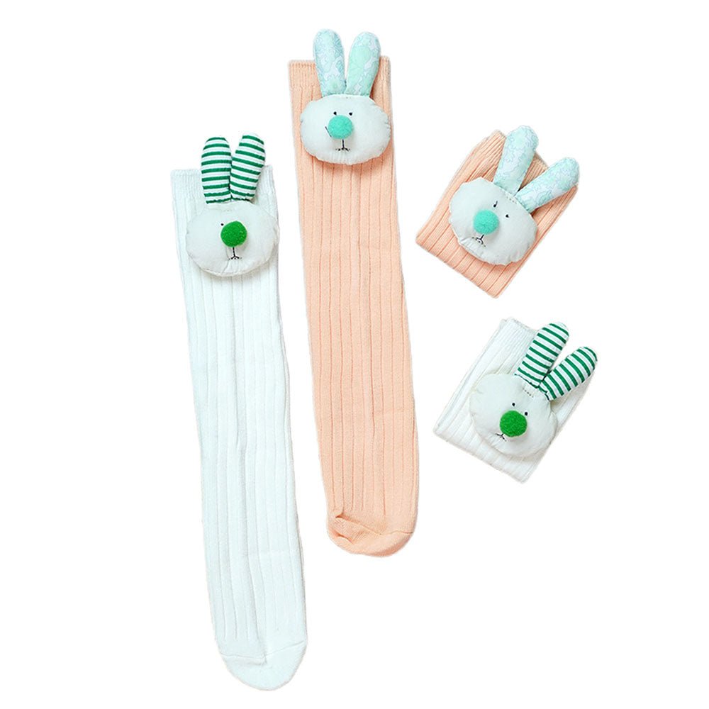 Little Surprise Box Cream Peach 3D Rabbit Face Socks Set