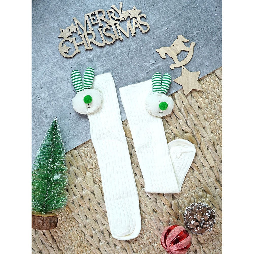 Little Surprise Box Cream Peach 3D Rabbit Face Socks Set