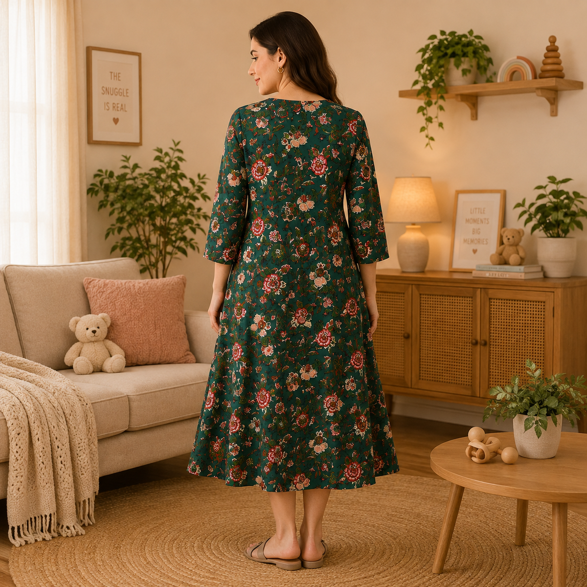 Lush Out Maternity and Nursing Dress Green