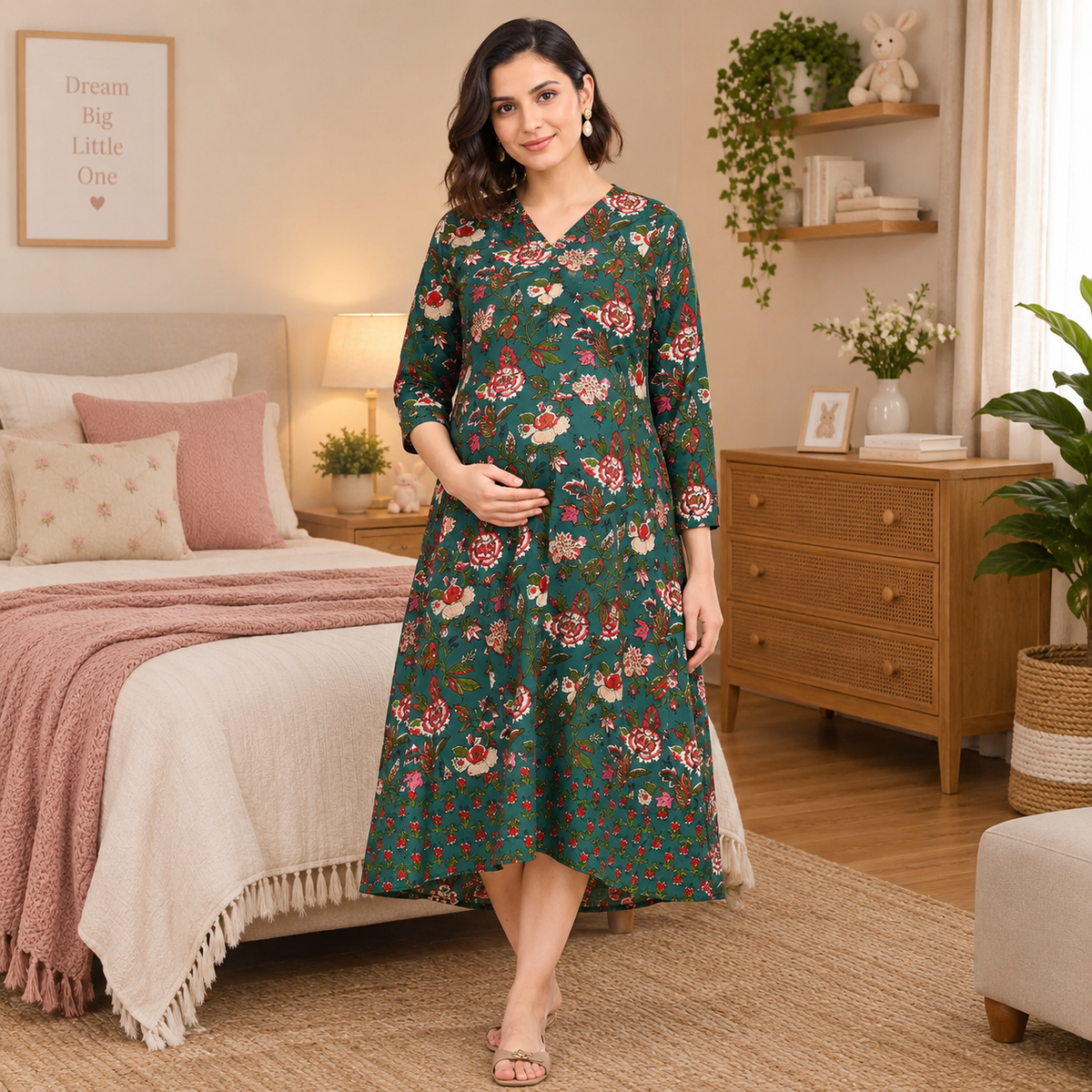 Lush Out Maternity and Nursing Dress Green