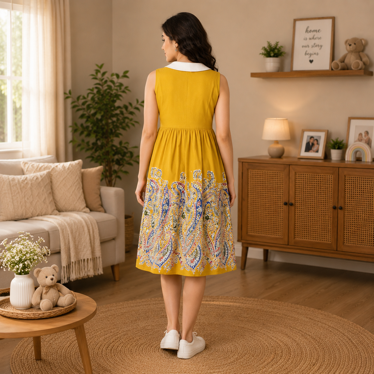 Marigold Mirage Maternity and Nursing Dress Yellow