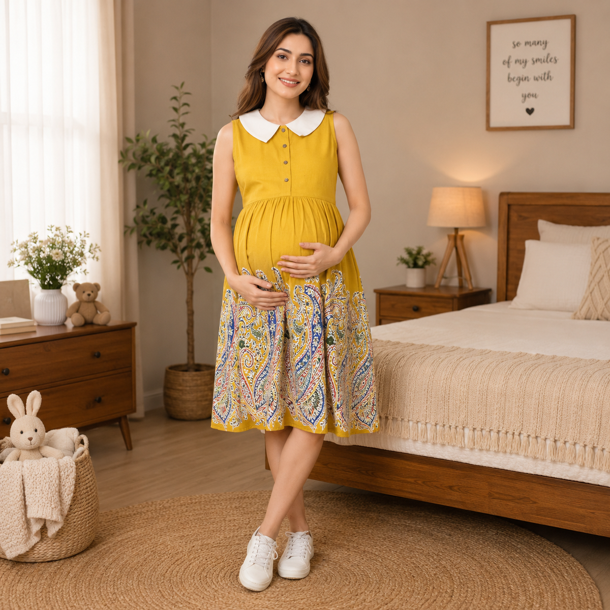 Marigold Mirage Maternity and Nursing Dress Yellow