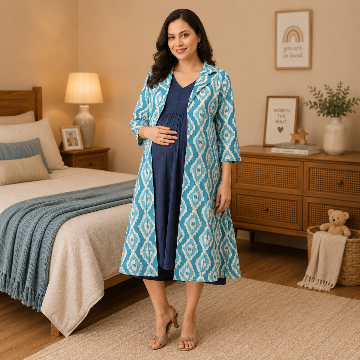 Sky's the Limit Maternity and Nursing Shacket Dress Multi