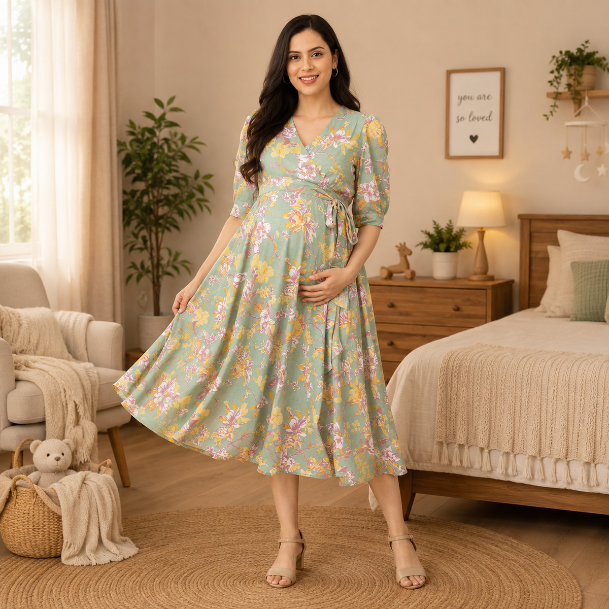 Color Crush Maternity and Nursing Wrap Dress Multi