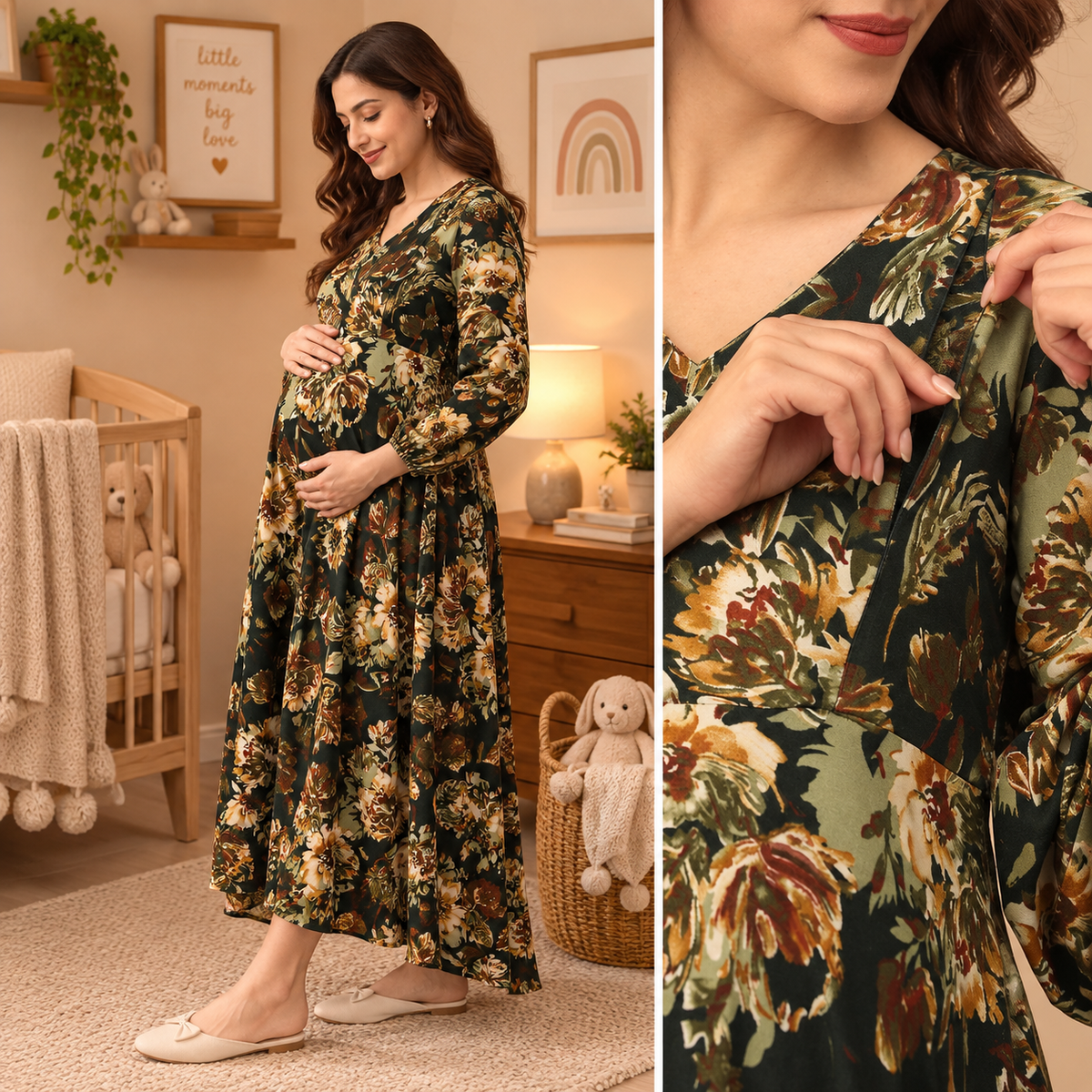 Grassy Gal Maternity and Nursing Maxi Dress Multi
