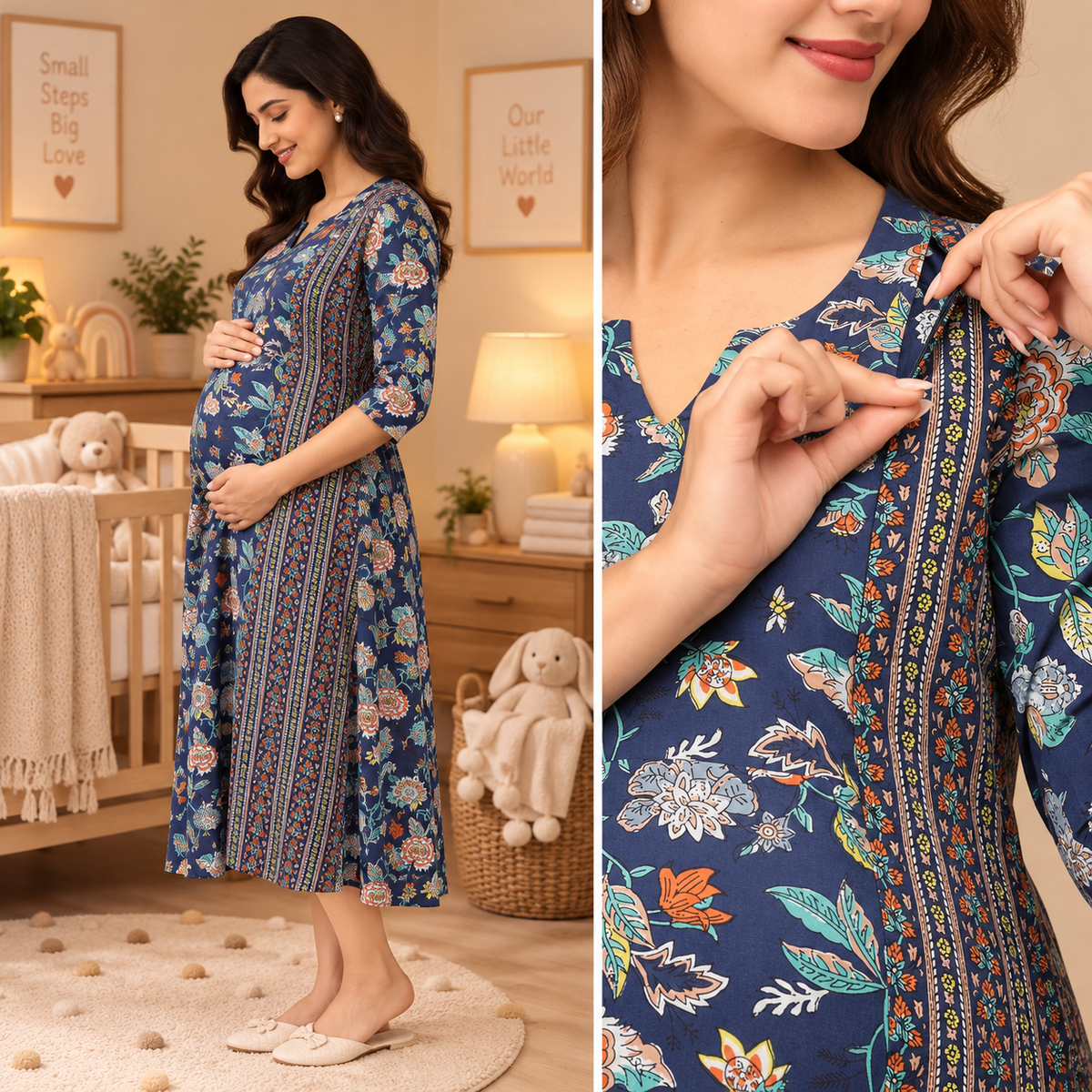 Neeloufer Maternity and Nursing Kurti Dress Multi