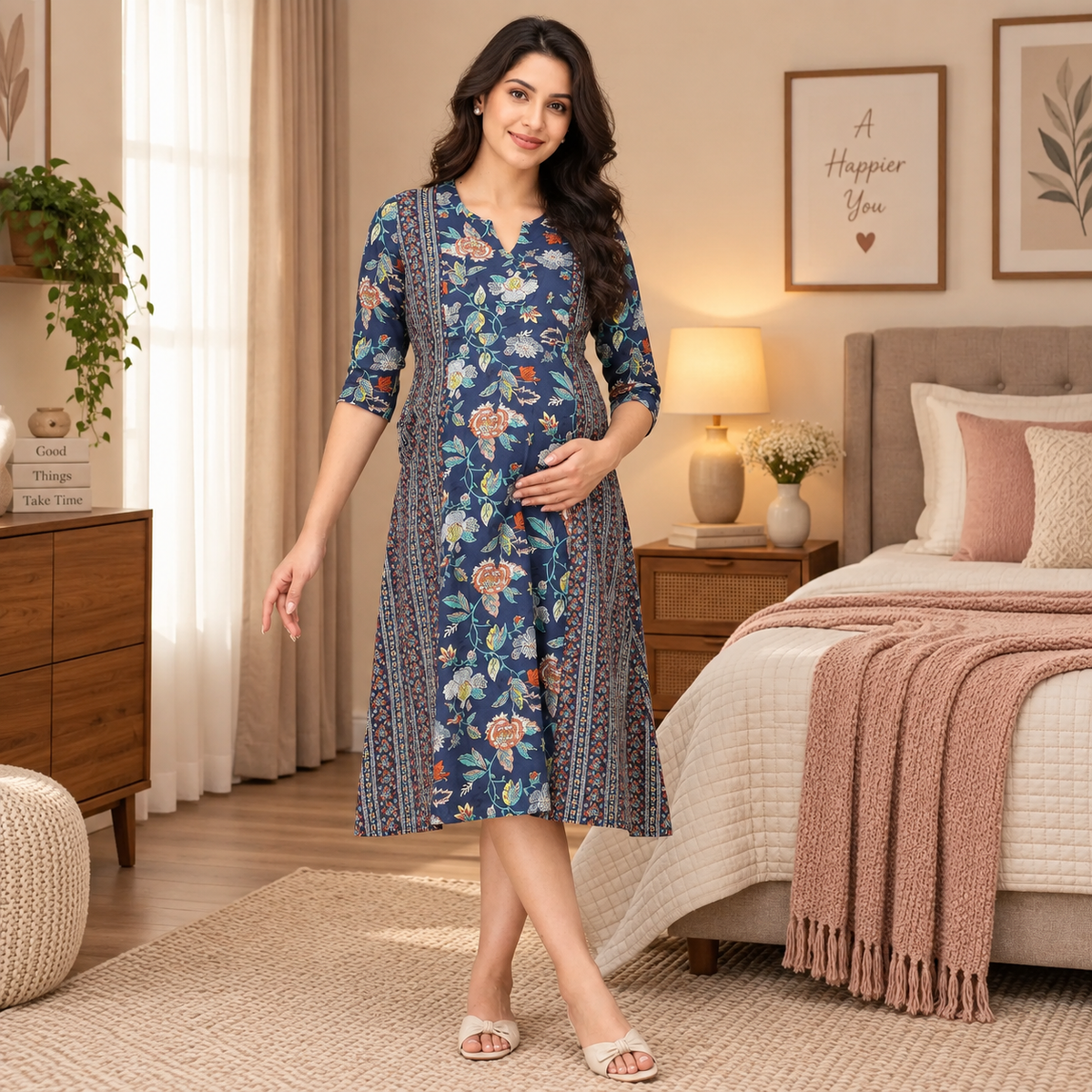 Neeloufer Maternity and Nursing Kurti Dress Multi
