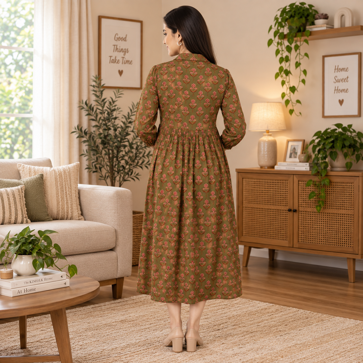 Grin & Green It Maternity and Nursing Dress Multi
