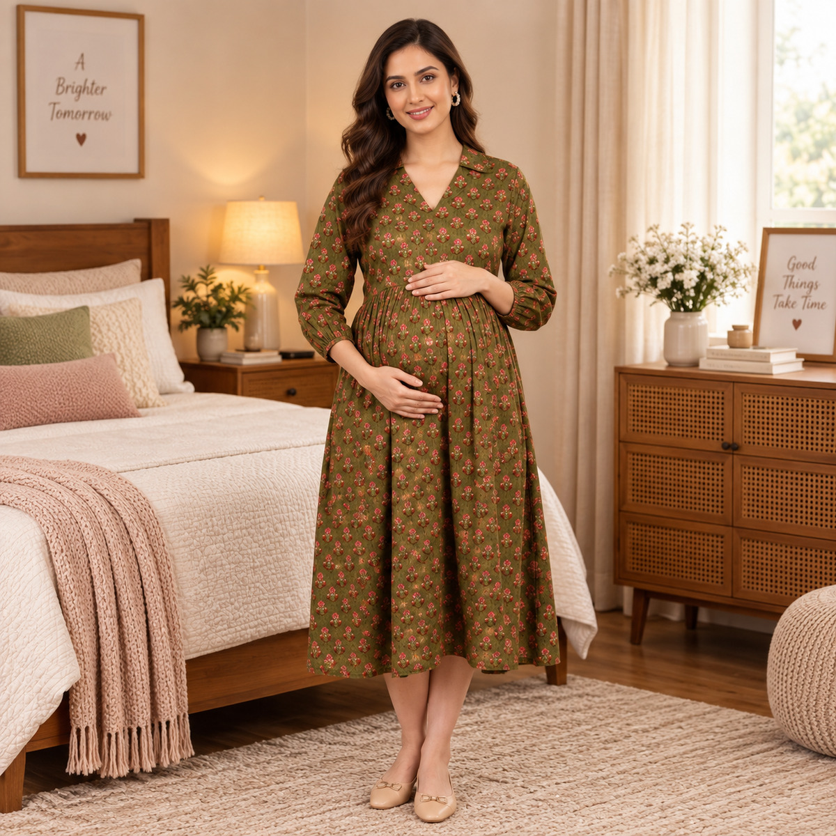 Grin & Green It Maternity and Nursing Dress Multi