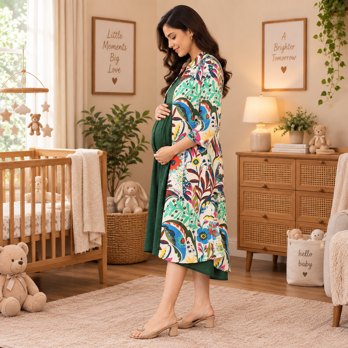 Petalicious Maternity and Nursing Shacket Dress Multi