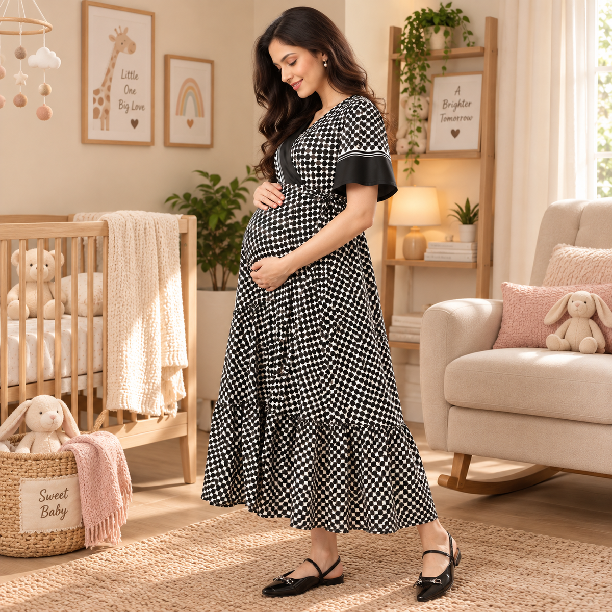 Right Angles Maternity and Nursing Wrap Dress Multi